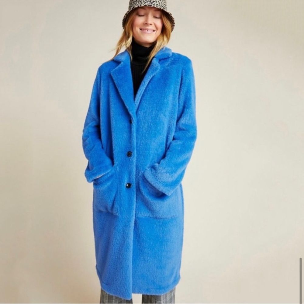 Anthropologie Sanctuary EUC furry blue coat small - Picture 4 of 9